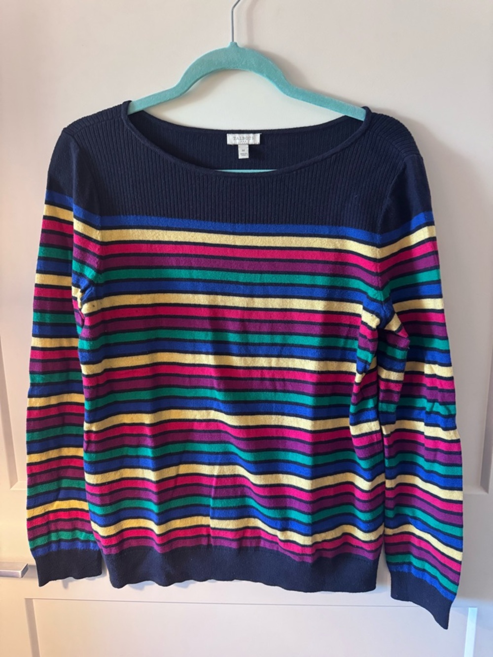 Talbots Women's Navy Multicolor Stripe Sweater Medium